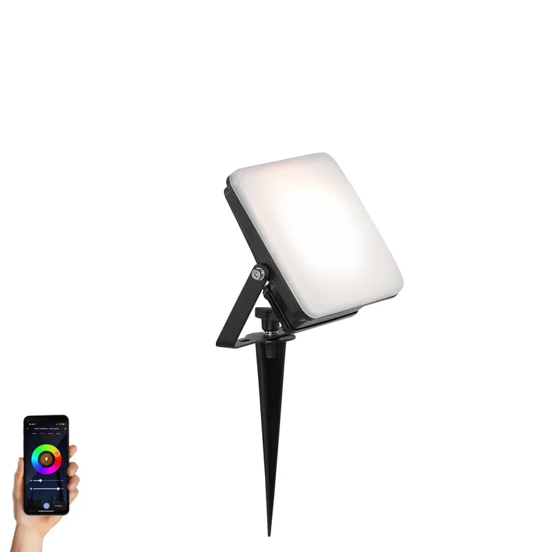 Okos spotlámpa fekete 14,5 cm LED RGB IP65-tel és földelő tüskével - Ruud Szuper ajánlat