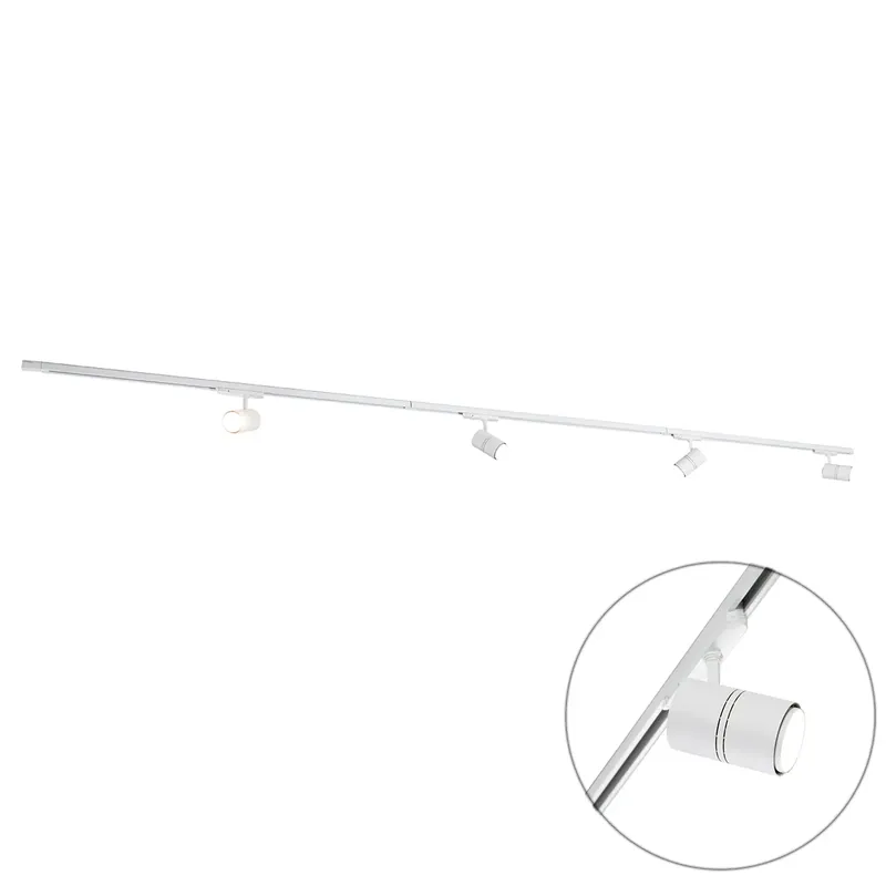 Legkelendőbb Modern 3 fázisú sínrendszer fehér 4 spotlámpával 3000-4000K - Ruler 38