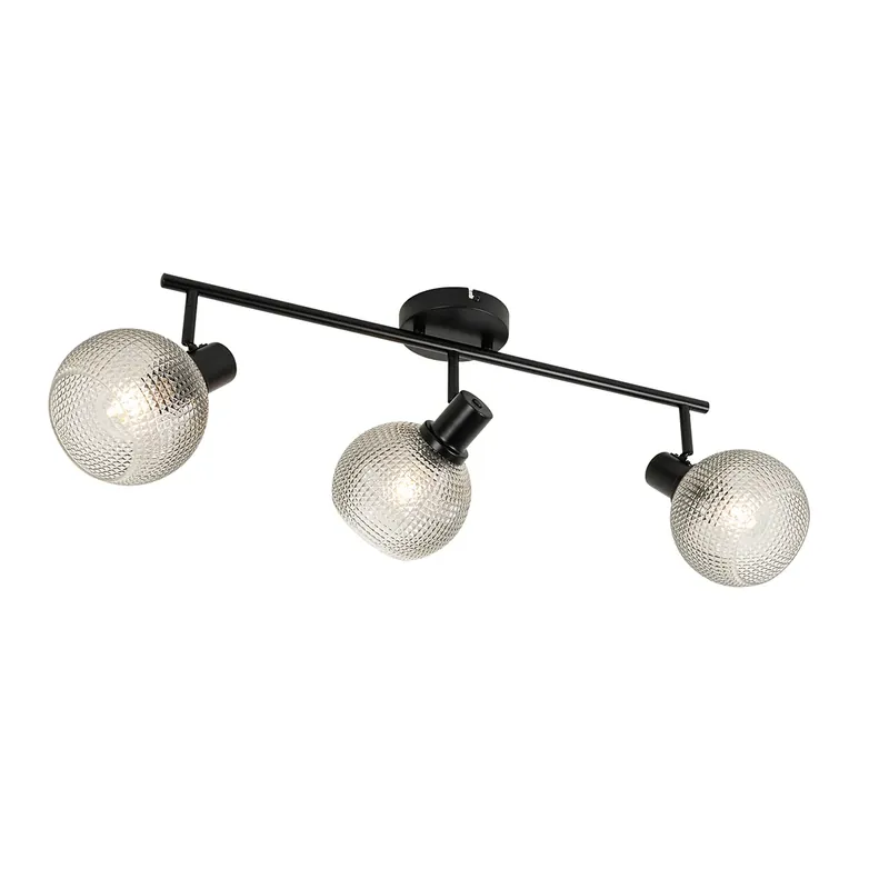 Gyors szállítás Design spotlámpa fekete füstüveggel 3-lámpás - Chico