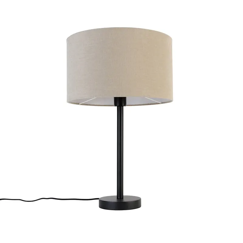 Modern asztali lámpa fekete boucle árnyékolóval világosbarna 35 cm - Simplo Expressz szállítás