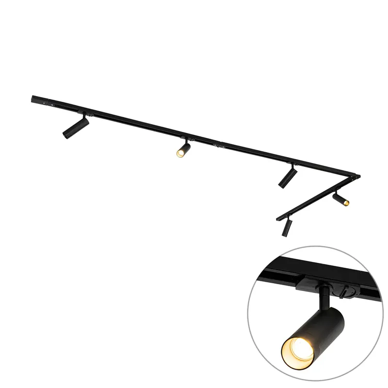 Korlátozott ajánlat Modern fekete sínrendszer 5 spotlámpával, 1 fázisú GU10 35mm - Iconic Jeana Luxe