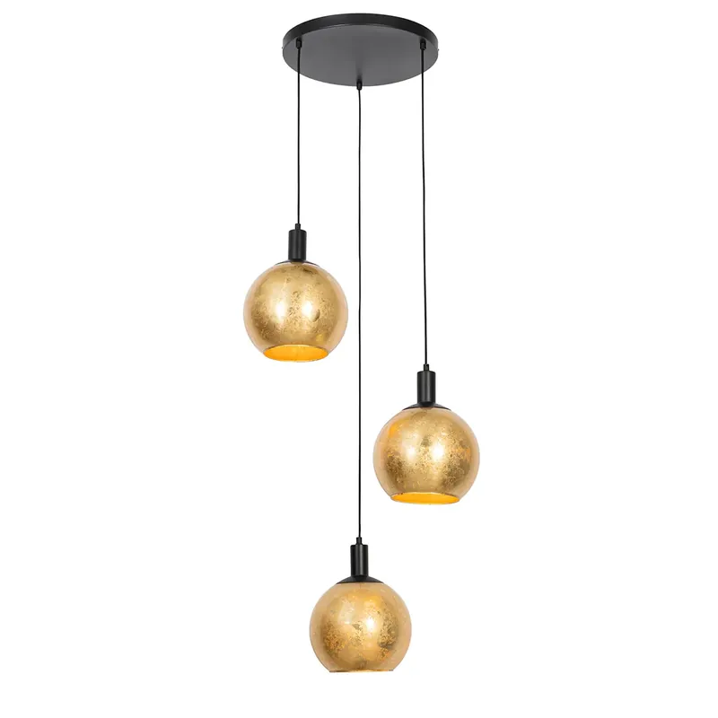 Design lógólámpa fekete arany üveggel 3-lámpás - Bert Árengedmény