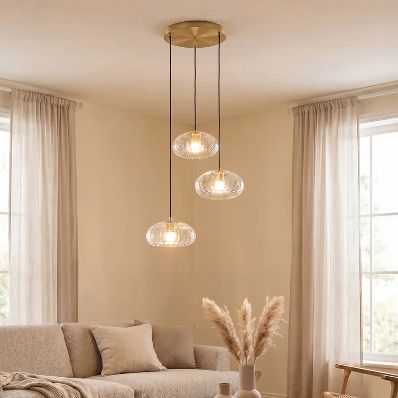 Art Deco lógólámpa arany üveggel kerek 3-lámpás - Ayesha Végkiárusítás