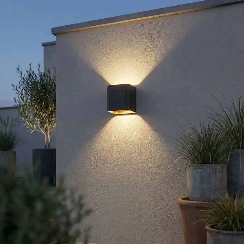 Modern fekete fali lámpa LED-del IP54 négyzet alakú - Evi Biztonságos fizetés