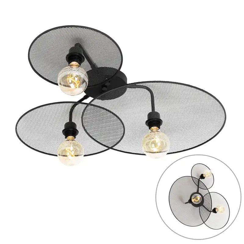 Outlet Design fali lámpa fekete hálóval 3-lámpás - Jane