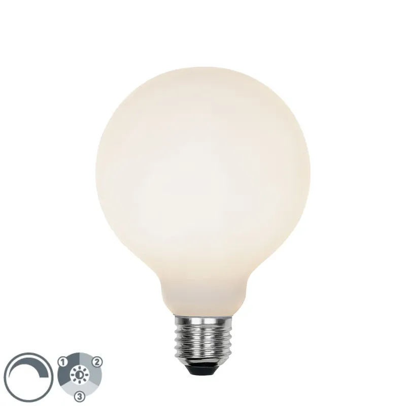 Akciós ár E27 3 fokozatban szabályozható LED izzó G95 matt 5W 550lm 3000K
