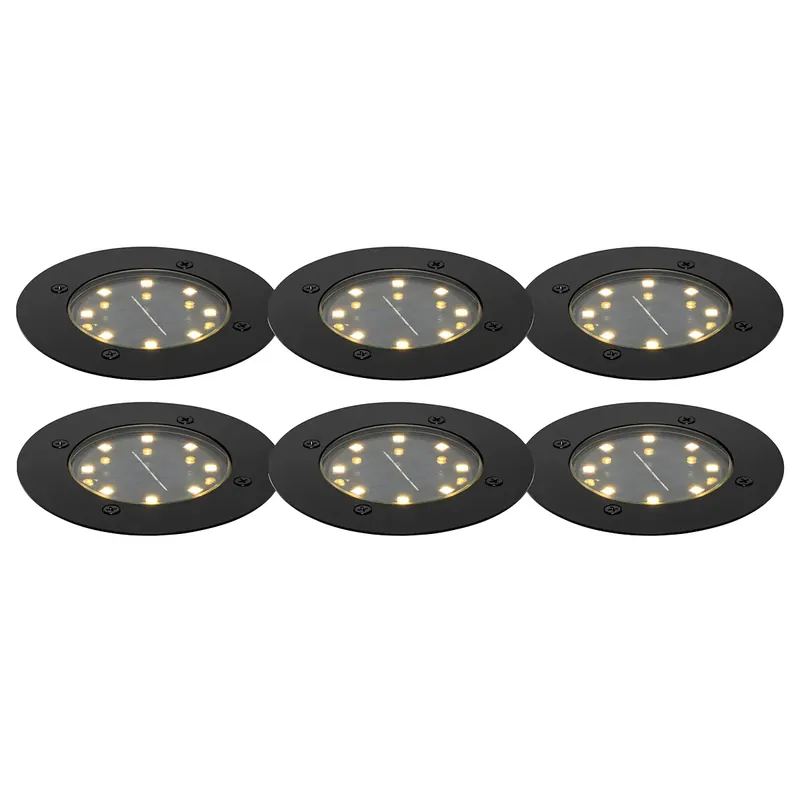 Azonnal elérhető 6 db-os fekete talajszpot készlet LED-del, IP65 napelemes - Terry