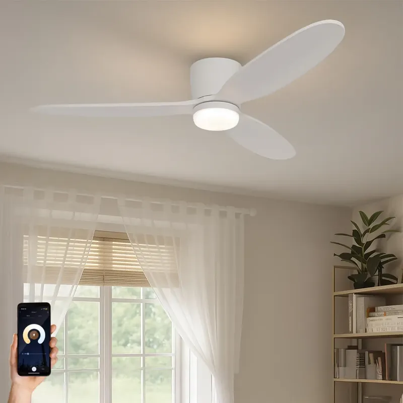 Okos mennyezeti ventilátor fehér 132 cm LED CCT-vel távirányítóval - Sofio Azonnali szállítás