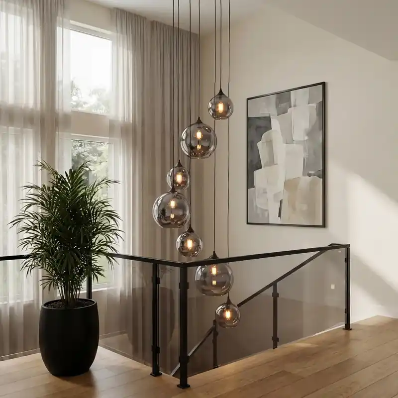 Art Deco lógólámpa fekete füstüveggel, kerek, 7 lámpás - Sandra Újdonság