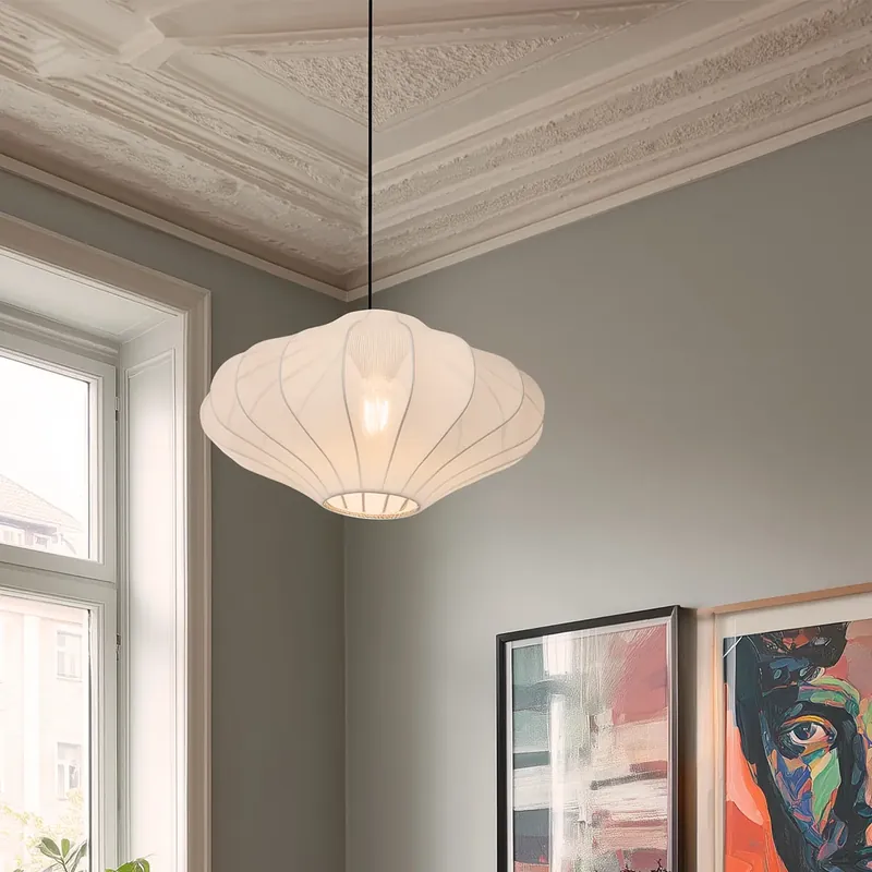 Design függőlámpa fehér selyem 50 cm - Plu Outlet