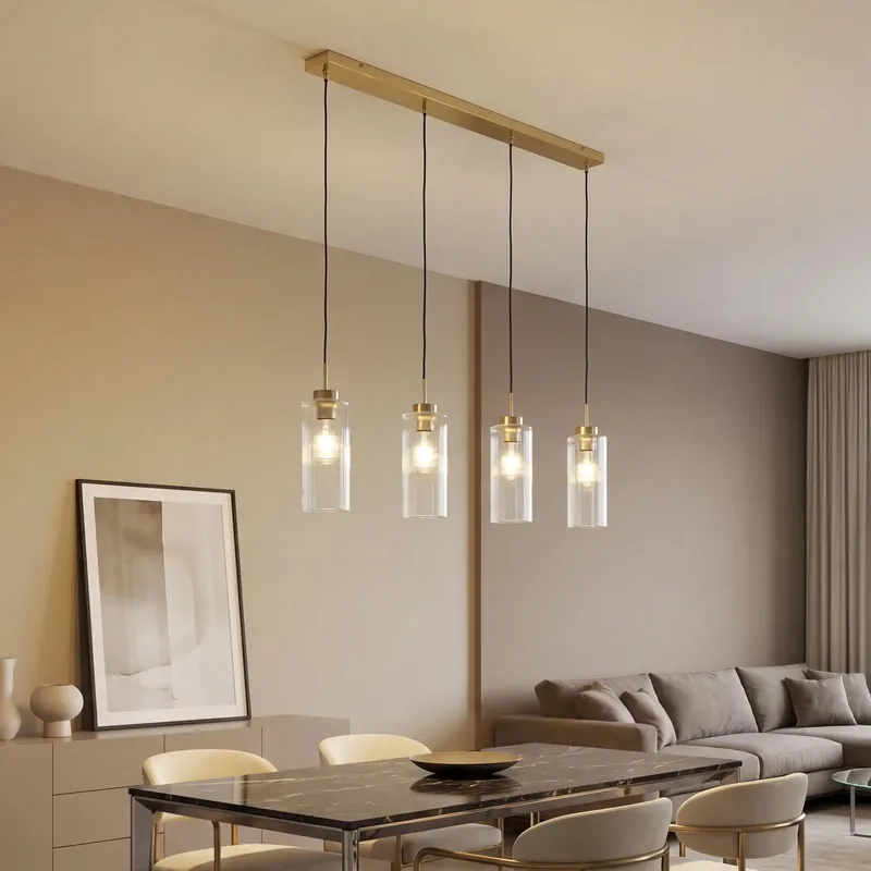 Gyors szállítás Art Deco függőlámpa arany üveggel 4 lámpás - Laura