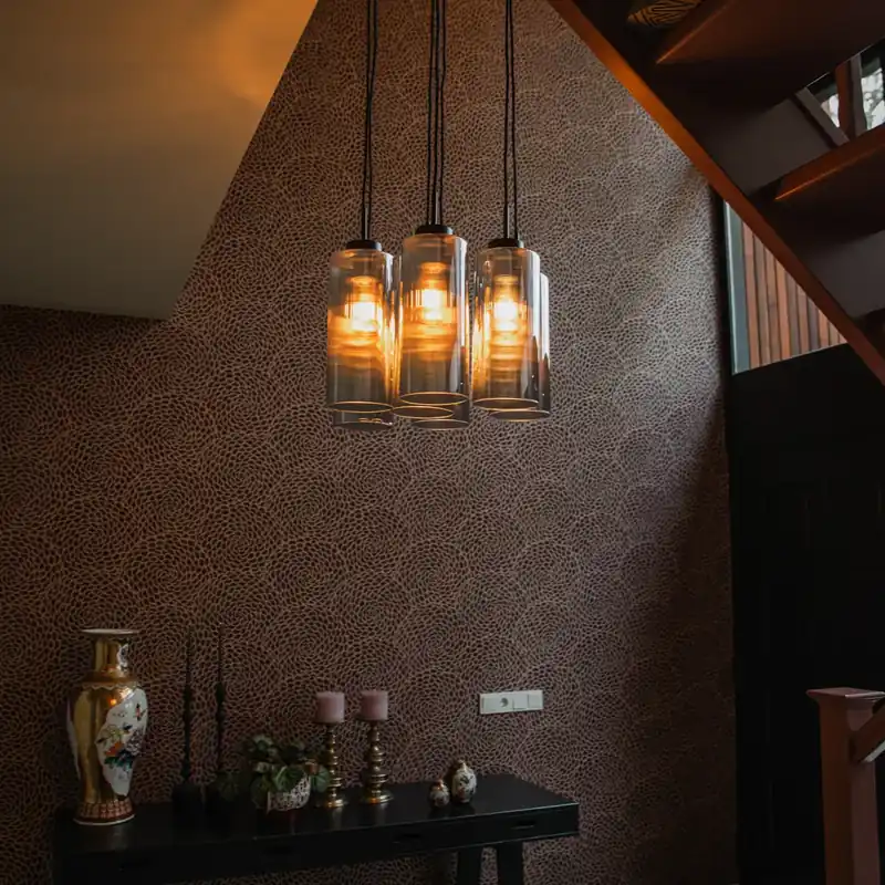 Különleges ajánlat Art Deco lógólámpa fekete füstüveggel 7 lámpás - Laura
