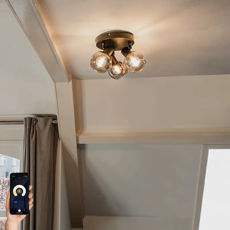 Okos mennyezeti spotlámpa fekete füstüveggel, 3 WiFi P45 - Vidro Szuper akció