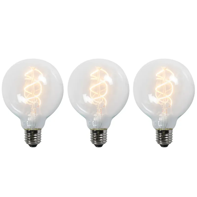 Gyors szállítás 3 db E27 LED csavart izzószál izzó készlet G95 átlátszó 5W 400lm 2200K