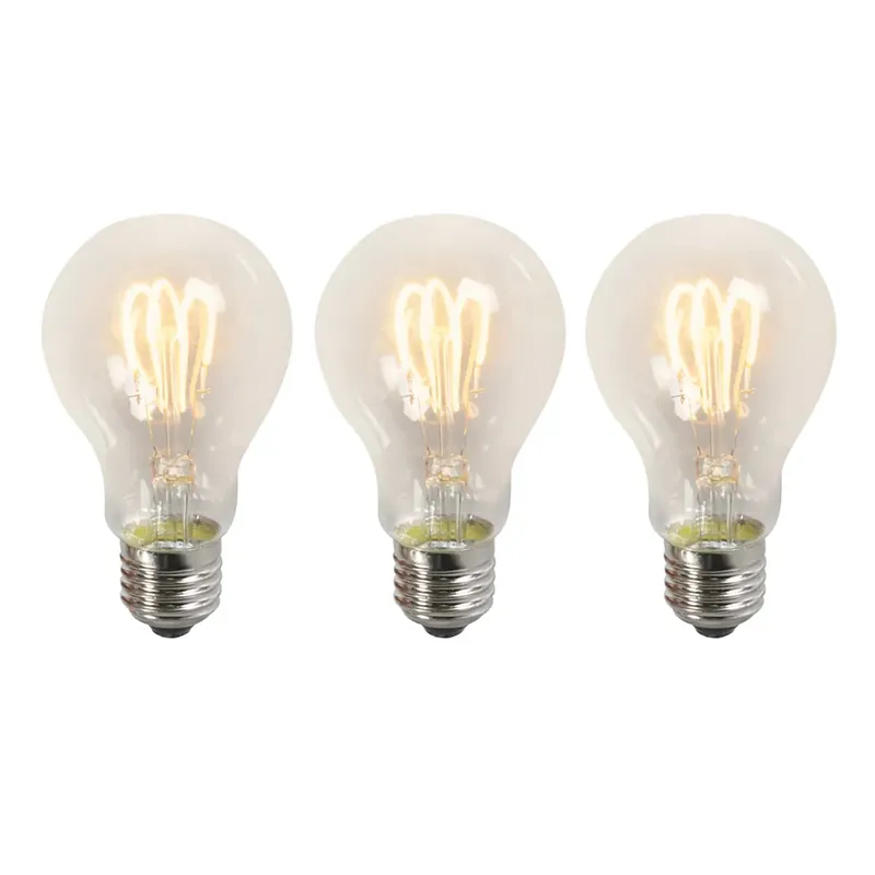 3 db-os készlet E27 LED csavart izzószálú izzók A60 átlátszó 3W 210lm 2200K Akciós ár