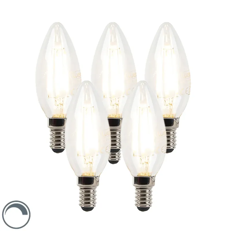 Bestseller 5 db-os készlet E14-es szabályozható LED gyertyalámpa B35 átlátszó 3W 250lm 2700K