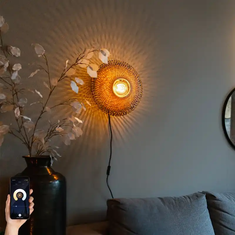 Okos fali lámpa bambusz 30 cm dugóval, Wi-Fi-vel - Rina Expressz kézbesítés