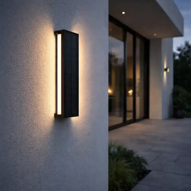 Gyors szállítás Kültéri fali lámpa fekete 30 cm LED-del, 4 fokozatban szabályozható, napelemmel - Serena