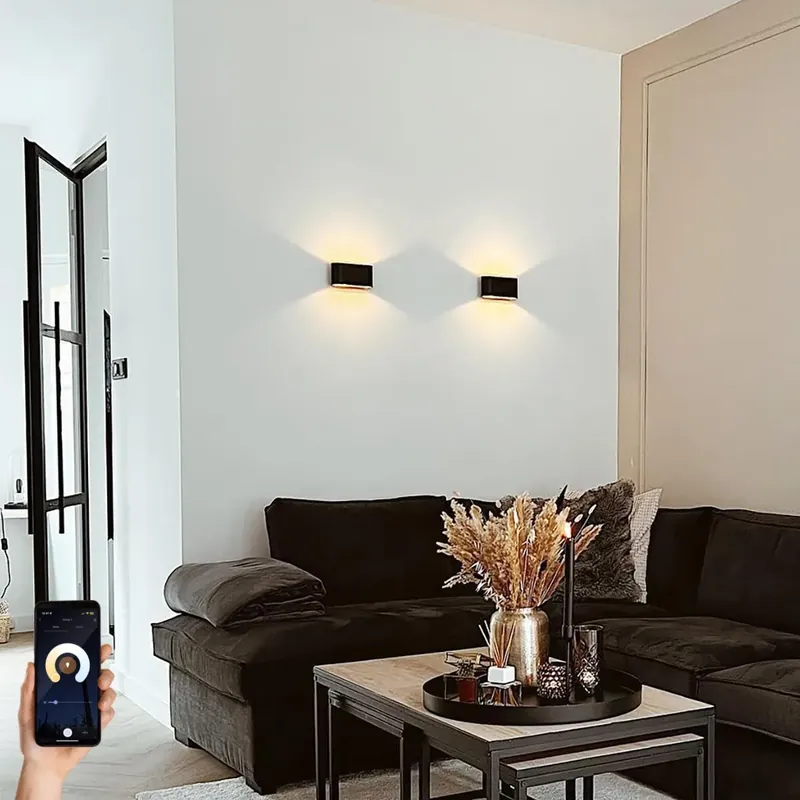 Nézd meg most Okos fali lámpa fekete 24 cm, 2 db Wifi G9-es foglalattal - Otan