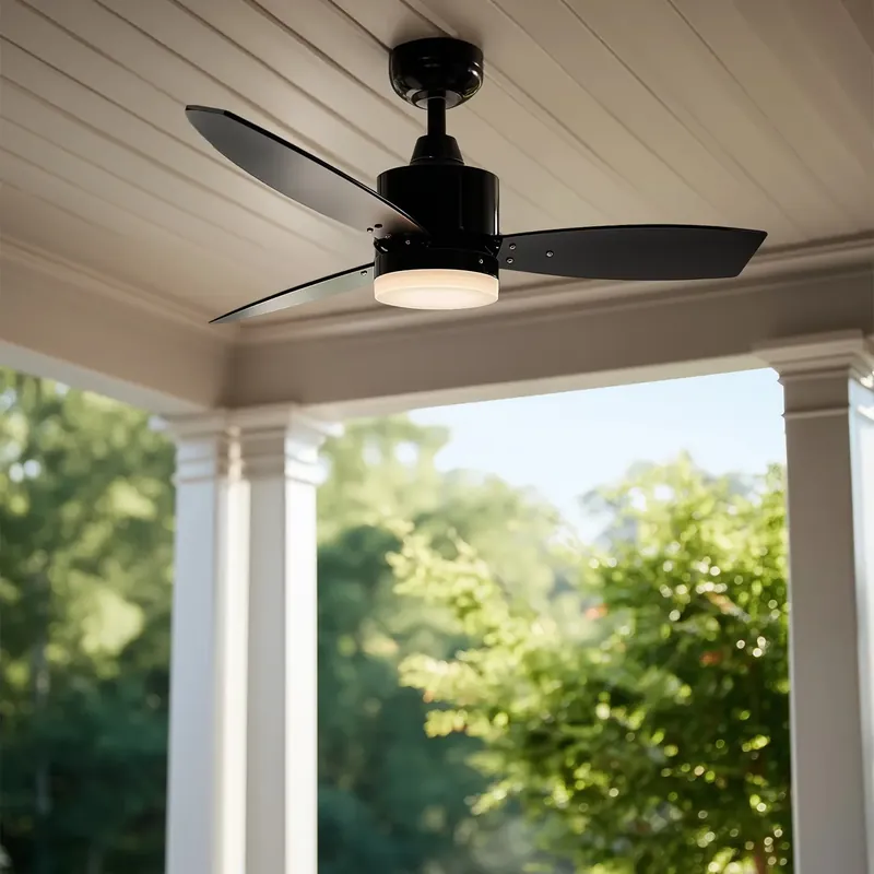 Kedvezményes ár Kültéri mennyezeti ventilátor fekete 91,3 cm fényerőszabályzós LED-del és távirányítóval IP44 - Toledo