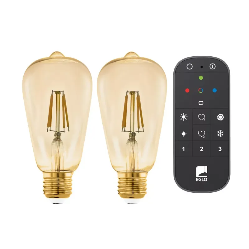 12256 EGLO E27-LED-ST64 500 lm 2200 K borostyán Zigbee 2 db fényforrás távirányítóval Árengedmény
