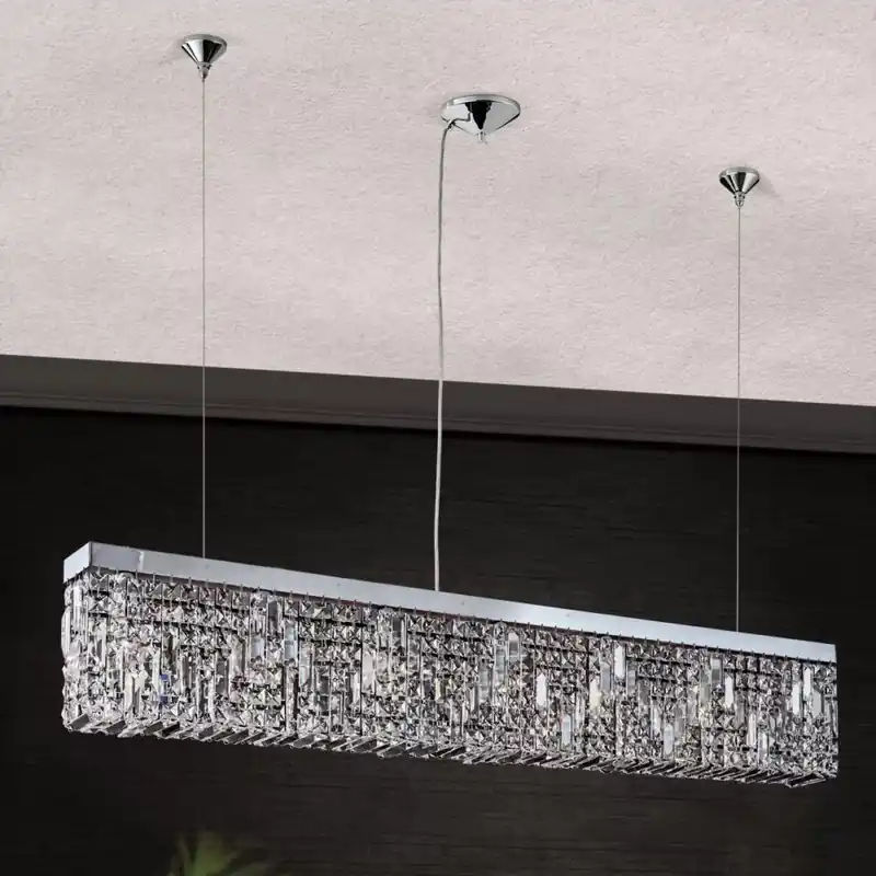 RING Art Deco kristály függőlámpa, króm, 130×9 cm Outlet