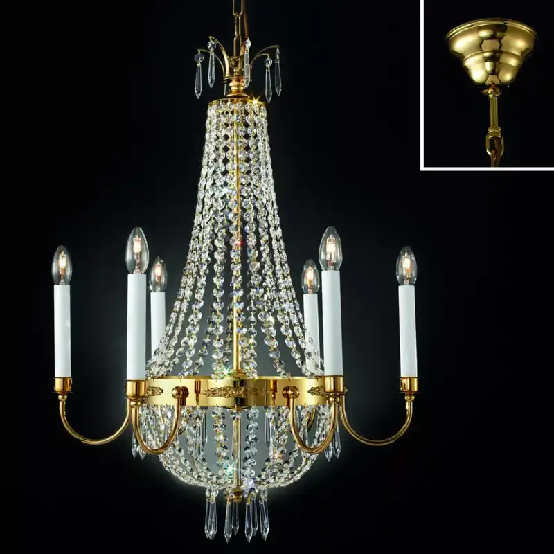 Szuper akció EMPIRE CRYSTAL klasszikus kristály csillár, 6 karú, arany