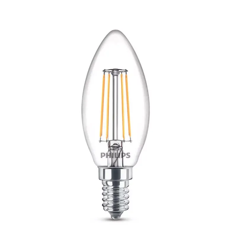 Kihagyhatatlan ajánlat Philips B35 E14 filament LED gyertya fényforrás, 4.3W=40W, 2700K, 470 lm, 220-240V