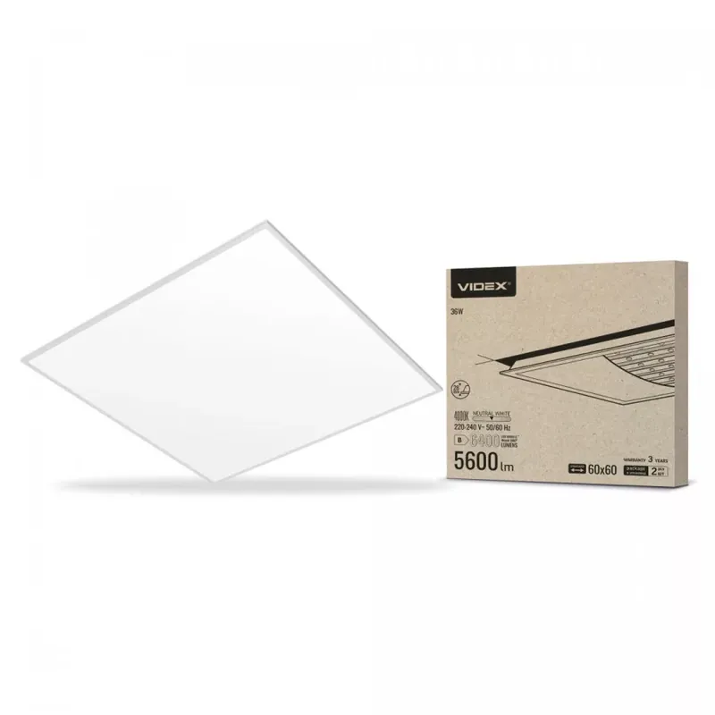 Videx 595 x 595-ös 36W-os natúr fehér LED panel, 5600lm, 4000K Nézd meg most