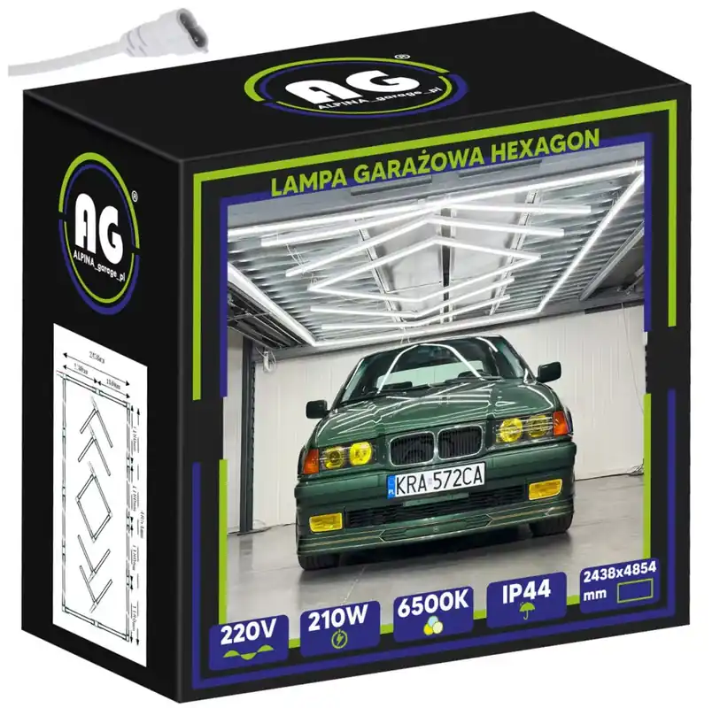 Berge Hexagon LED Garázsvilágító, 210W 2430x4850mm, 6500K Korlátozott ajánlat