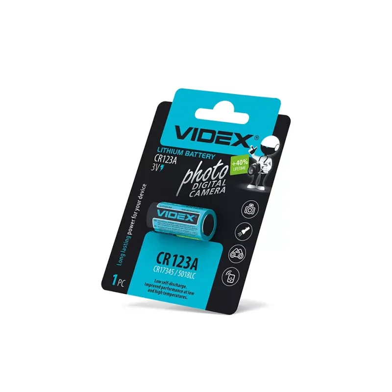 Szezonális akció Videx CR123A Li-ion elem 1db/ csomag