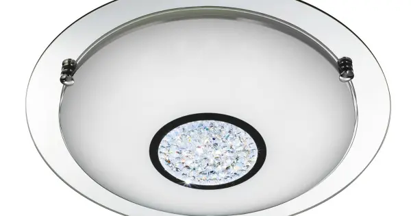 Biztonságos vásárlás Searchlight Portland króm-átlátszó fürdőszobai LED mennyezeti lámpa (SL-3883-41) LED 1 izzós IP44