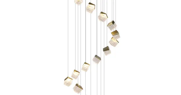 Azonnali szállítás Searchlight Cuboid sárgaréz LED függesztett lámpa (SL-33640-20SB) LED 20 izzós IP20