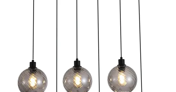 Szezonális akció Searchlight Radiance fekete-füstszínű függesztett lámpa (SL-44520-6SM) E27 6 izzós IP20