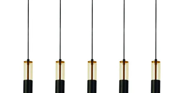 Searchlight Merrygold fekete-borostyán függesztett lámpa (SL-82121-5BK) GU10 5 izzós IP20 Expressz szállítás