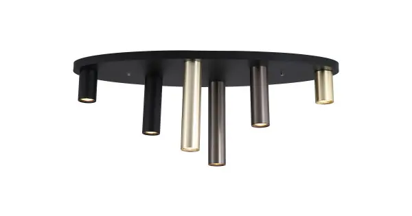 Searchlight Tubes fekete-bronz-sárgaréz mennyezeti lámpa (SL-50571-6BK) GU10 6 izzós IP20 Vedd meg most
