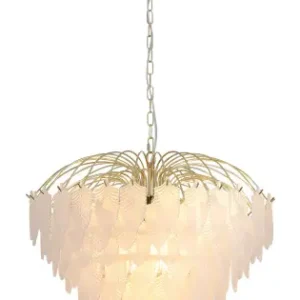 Végkiárusítás Searchlight Feather sárgaréz-opál függesztett lámpa (SL-48970-10SB) E14 10 izzós IP20