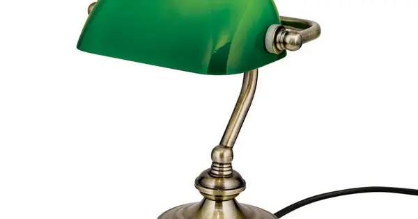 Újdonság Orion Bankerslamp sárgaréz-zöld asztali lámpa (ORI-LA 4-1165/1_GRE) E14 1 izzós IP20