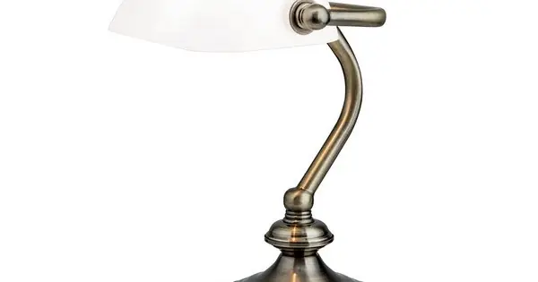 Azonnal elérhető Orion Bankerslamp sárgaréz-opál asztali lámpa (ORI-LA 4-1165/1_OP) E14 1 izzós IP20