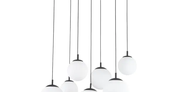 Különleges ajánlat TK Lighting Esme fehér-fekete függesztett lámpa (TK-4794) E27 7 izzós IP20