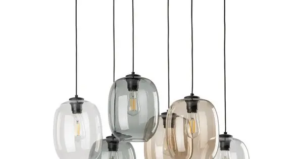 Kedvezményes ár TK Lighting Elio átlátszó-borostyán-füstszínű függesztett lámpa (TK-5974) E27 6 izzós IP20