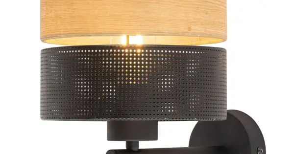 Végkiárusítás TK Lighting Nicol fekete-barna falikar (TK-6539) E27 1 izzós IP20