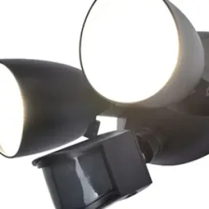 Lutec Shrimp matt fekete mozgásérzékelős LED kültéri fali lámpa (LUT-7622222012) LED 2 izzós IP54 Kihagyhatatlan ajánlat