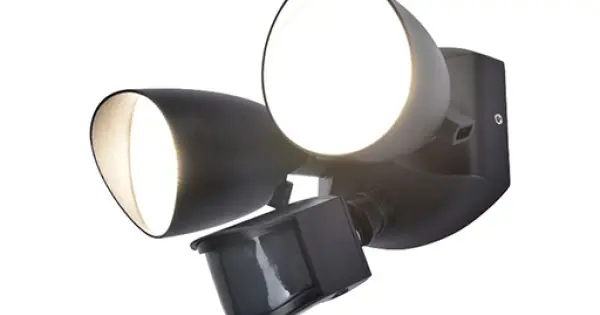 Lutec Shrimp matt fekete mozgásérzékelős LED kültéri fali lámpa (LUT-7622222012) LED 2 izzós IP54 Kihagyhatatlan ajánlat