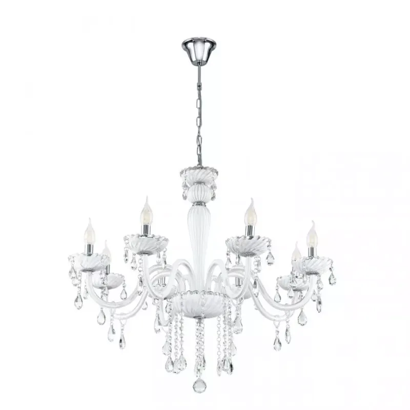 Carpento - 8 izzós üveg kristály csillár, fehér, 8xE14 - EGLO-39114 Outlet