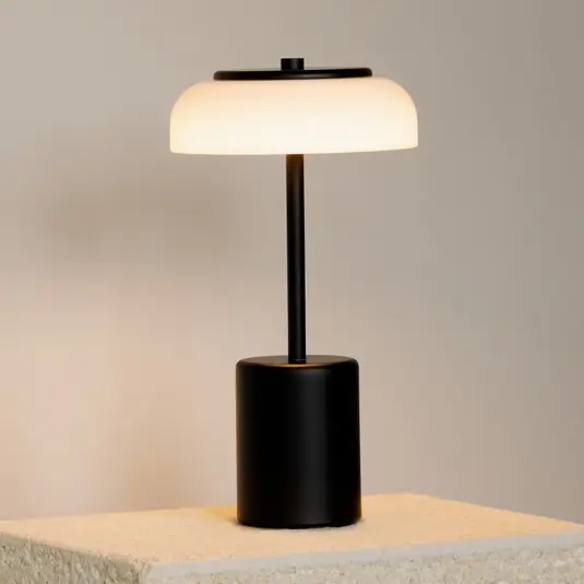 Kedvezményes ár Nuura LED tölthető asztali világítás Blossi, magasság 26 cm, fekete/opál
