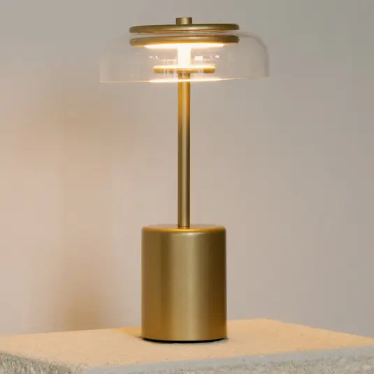 Árcsökkenés Nuura LED tölthető asztali lámpa Blossi, magasság 26 cm, arany színű/átlátszó