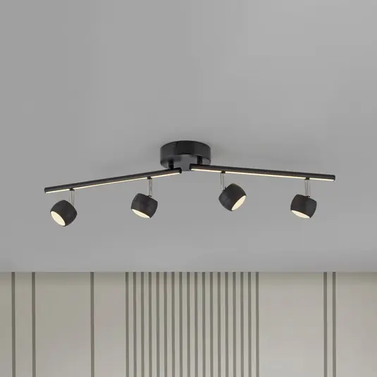 JUST LIGHT. LED mennyezeti spotlámpa Jarik, 4-izzós, fekete, 3000 K Szuper ajánlat