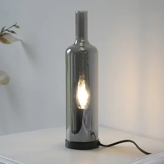 JUST LIGHT. asztali világítás Bottle, füstszürke, üveg, E14 Nézd meg most