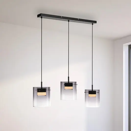 Outlet JUST LIGHT. Elio LED lógó világítás, füstös üveg, 3 izzós, fekete